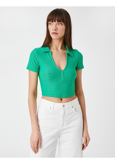 Koton Polo Yaka Crop Tişört Uzun Kollu Yeşil 3sak50066ek Fıstık Yeşili Koton Polo Yaka Crop Tişört Uzun Kollu Yeşil 3sak50066ek Fıstık Yeşili