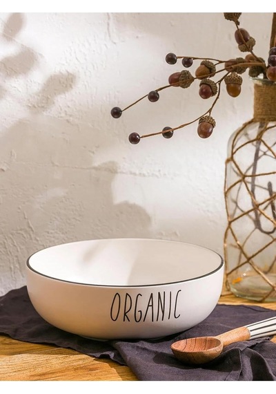 W Home Baskılı Seramik Salata Kasesi 20 Cm, Siyah