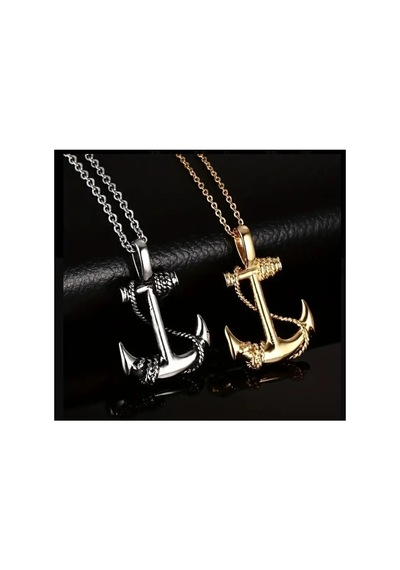 Yıwushı 1 Adet Vintage Boy's Navy Anchor Hip Hop Titanyum Çelik Çapa Kolye Gümüş Rengi