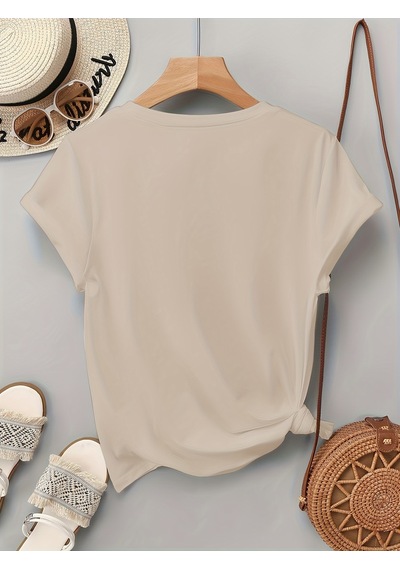 Uyguntarz Unisex İç İçe Geçmiş Kalpler Baskılı Tasarım Tshirt Bej