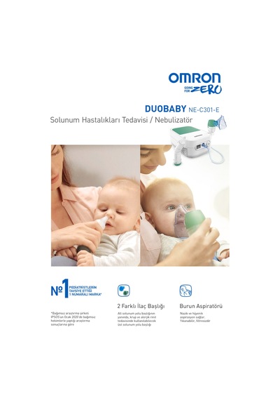 Omron DuoBaby, Burun Aspiratörlü Alt ve Üst Solunum Yoluna Uygun Nebulizatör