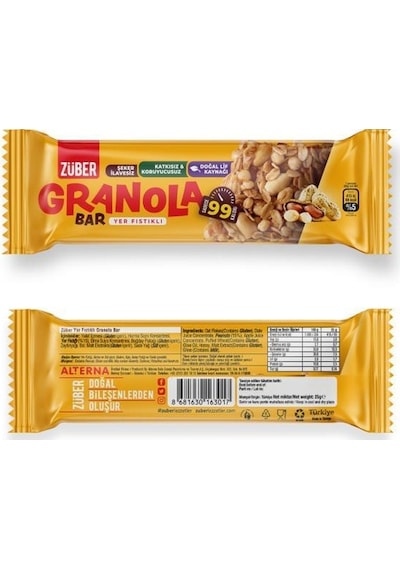 Züber Yer Fıstıklı Granola Bar 15 x 25 G
