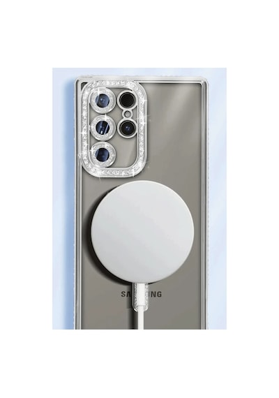 Samsung Galaxy S25 Ultra Kılıf Joke Simli Magneticsafe Kılıf - Gümüş
