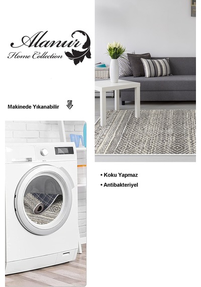 Dekoreko Kaymaz Taban Djt Salon Halısı Star Pamuk Iskandinav F5087 gri