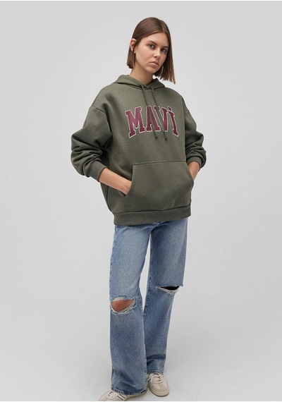 Mavi M1600361-71581 Kadın Mavi Logo Kapüşonlu Sweatshirt M1600361-71581-R0641 Haki