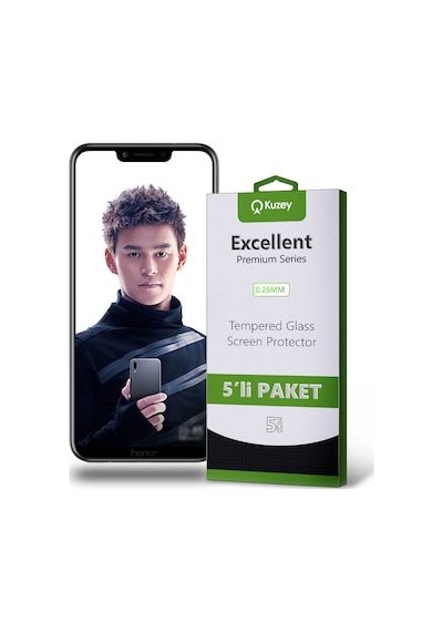 Huawei Honor Play ile Uyumlu Kırılmaz Temperli Ekran Koruyucu Cam Ekonomik 5'li Paket