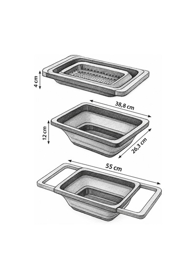 Ayarlanabilir Katlanır Süzgeç 6300 Ml Uzatılabilir Saplı Lavabo Üstü Sebze Meyve Yıkama Ve Süzme Aparatı Gri - 934811888 Diğer