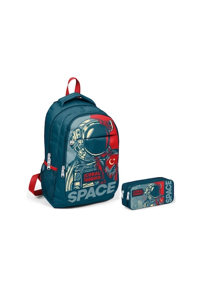 Coral High Astronot Erkek Çocuk İlkokul Çantası ve Kalemlik Seti