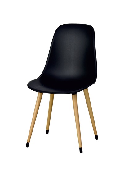 Vilinze Eames Naturel Ahşap Ayak Plastik Siyah Sandalye Eames-beyaz Siyah - Naturel