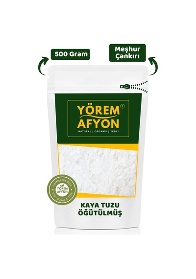 Yörem Afyon Meşhur Çankırı Rafine Edilmemiş Mineral Deposu Öğütülmüş Kaya Tuzu 500gr.