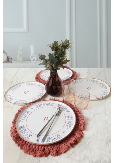 Keramika Enjoy Your Food Nordic Servis Tabağı 28 Cm 4 Adet 22973 Çok Renkli
