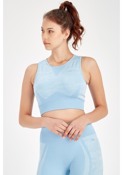 Maraton Active Slimfit Kadın Bisiklet Yaka Kolsuz Fitness Mavi Bra 813054-Mavi