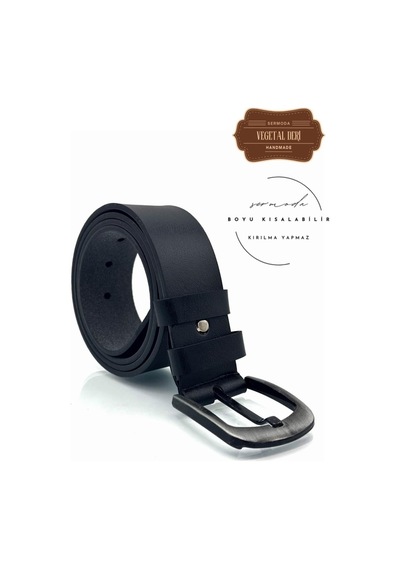Sermoda 44 Mm Baskılı Kaliteli Vegetal Deri Erkek Kot Kemeri Siyah