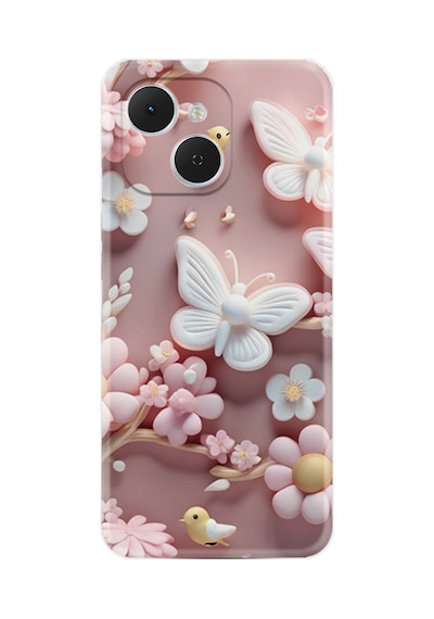 Tecno Spark 40c Km4n Kılıf Boutique Baskılı Resimli Pembe Kelebekler Pcode -088