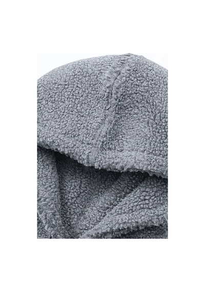 Genius Store Genıus Store Erkek Kapüşonlu Polar Sherpa Kuzu Kumaş İçi Şardonlu Kapüşonlu Sweatshırt Sherpa-kap Gri