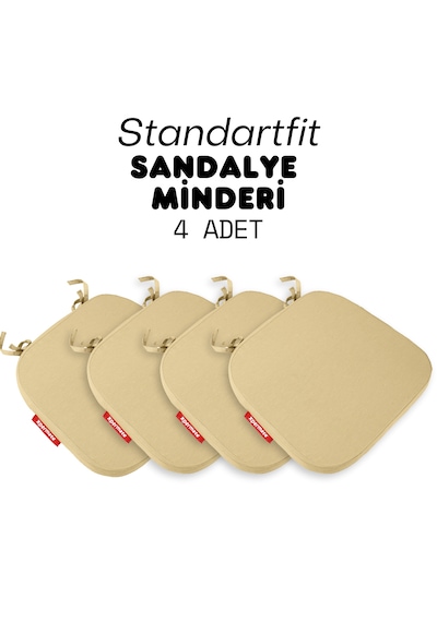Xpermate 4'lü Standartfit Oval Sandalye Minderi 42x42x5 Bej