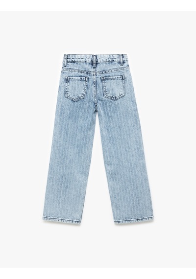 Koton Pamuklu Cep Detaylı Çizgili Geniş Paça Simli Denim Pantolon Lıght Indıgo 5skg40127ad Açık Mavi Koton Pamuklu Cep Detaylı Çizgili Geniş Paça Simli Denim Pantolon Lıght Indıgo 5skg40127ad Açık Mavi
