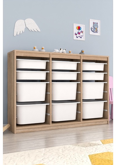 Cosmo 2xl Sonomo 12 Sepetli Çok Amaçlı Mutfak Kiler Dolabı Beyaz Beyaz - Ceviz