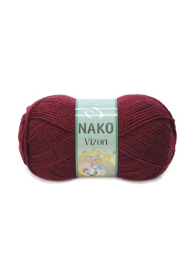 Tedar 5 Adet Vizon Premium Akrilik El Örgü İpi Yünü Renk No:999 Bordo Najmaddin (No:1) 8.5Cm X 10.5 Cm