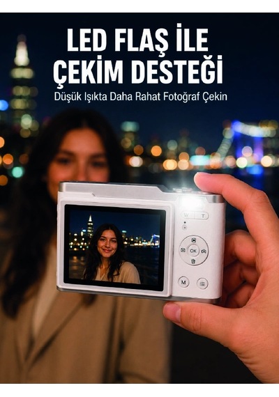 Beyaz 4k Video Kayıtlı 48 Mp Dijital Fotoğraf Makinesi Otomatik Odaklama Çok Renkli