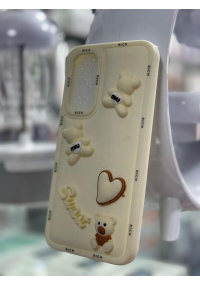 Samsung Galaxy A34 Uyumlu Kabarık Ayıcık Desenli Kılıf