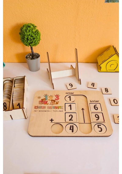 İlkokul Matematik + Eğitici Toplama İşlemi Ahşap Oyuncak Etkinlik Seti + Kolay Öğrenme Rakam Bultak