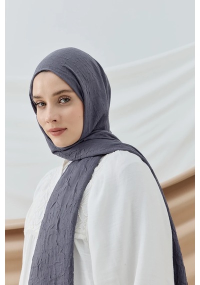 Aminenesil Modakaşmir Bambu Şal Koyu Gri Renk Kurşun