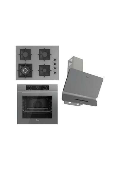 Flowart Silentart Serisi QBL63CPR +D082-SA -  Gri Cam Ankastre Set