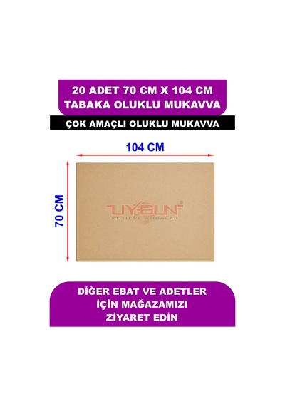 20 Adet 70cm X 104cm Baskısız Tabaka Oluklu Mukavva, Çocuk Etkinlik Kartonu, Maket Kartonu, Kargo Kartonu