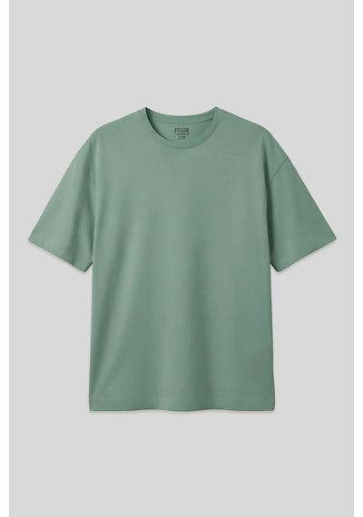 Air Jones Tommy Life Açık Yeşil Pamuklu Kalın Yumuşak Dokulu Oversize Fit Basic Erkek T-shirt - 88377 CAMEL