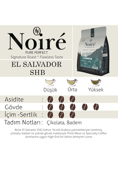 2'li Set Noire El Salvador Shb 250g %100 Arabica Premium Single Origin Kahve Çekirdek