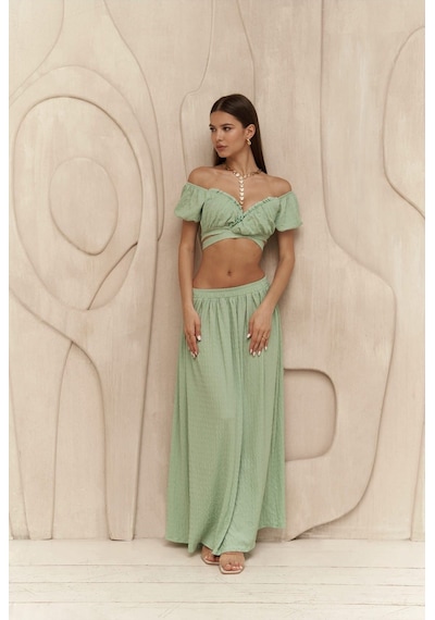 Mai Collection Mai Studios Co. Indriya Yeşil Crop Etek Takım Yeşil