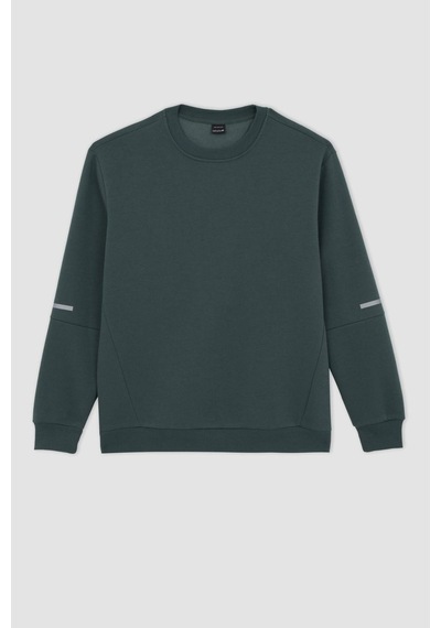 Defacto Defactofit Standart Fit Bisiklet Yaka Basic Düz Reflektör Kalın Sweatshirt Y4531az23augn1019 Yeşil