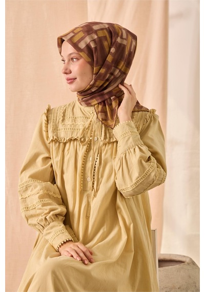 Silk Home Soft Eşarp 73096-10 Kahverengi, Krem, Acı Kahve, Hardal