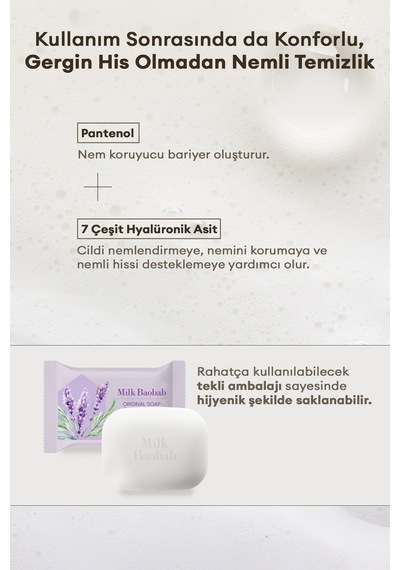 Bitkisel İçerikli Yoğun Nemlendirici Ve Arındırıcı Katı Duş Sabunu Mılk Baobab Original Soap Lavender Garden Lavanta