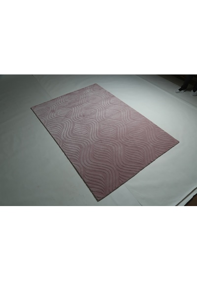 Çam Halı Emboss Jr10 Pink Modern Desen Yeni Zellanda Yünü Ve Viskon El Dokuması Halı - 130x190 Pembe