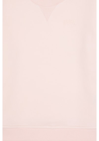 U.S. Polo Assn. Kız Çocuk Açık Pembe Şardonlu Bisiklet Yaka Basic Sweatshirt 50316810-VR078