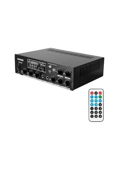 Rose Fr-9200a 120 Watt 2 Zone Mono Trafolu Mağaza Anfisi 2 Mikrofon Girişli Mp3,bluetooth,sd Kart Kumandalı