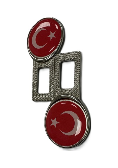 Türk Bayraklı Logolu Ikaz Ses Susturucu Metal Toka 2 Adet