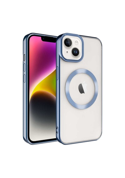 Zeyline Apple Uyumlu iPhone 14 Plus Magsafe Wireless Şarj Özellikli Zore Setro Silikon-mavi