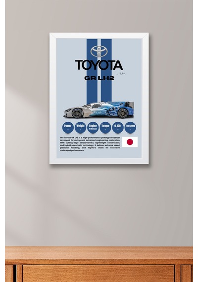 Toyota Gr Lh2 Premium Hidrojen Hiper Araba Tablosu - Teknik Özellikli Otomobil Duvar Dekoru Beyaz