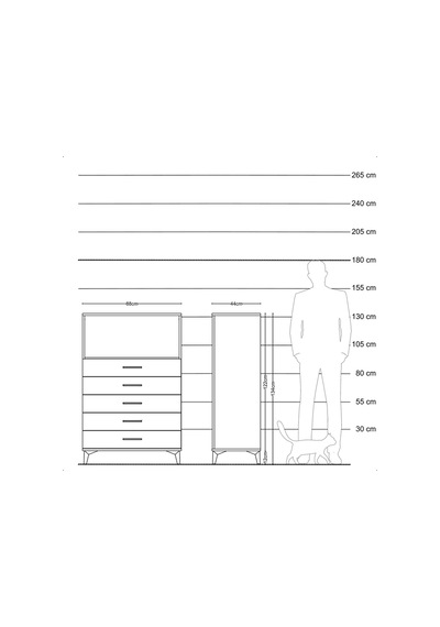 Hyperion Dolap Tek Raflı 4 Çekmeceli 88x44x134 Antrasit-antrasit Antrasit