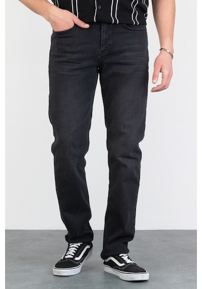 HLT Jeans Erkek Antrasit Yıkamalı Regular Fit Boru Paça Likralı Jean Kot Pantolon Joe