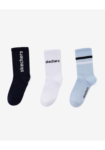 Skechers 3'lü Paket Funny Script Uzun Çorap Büyük Erkek Çocuk Lacivert-mavi-beyaz Sk2520126-3474