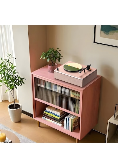 Hym s Lumi-s Pembe Dahili Bluetooth Hoparlörlü Retro Pikap Plakçalar