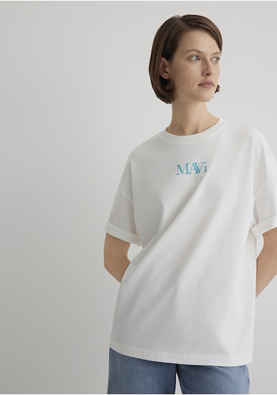Mavi - Mavi Logo Baskılı Beyaz Tişört 1611593-70057 Beyaz