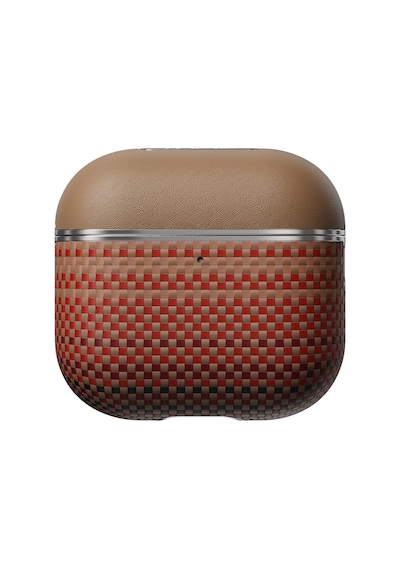 Apple Uyumlu AirPods 4 Kılıf Aramid Fiber Pitaka Tactile Woven Sunset-moonrise Serisi Sunset Kapak Kahverengi