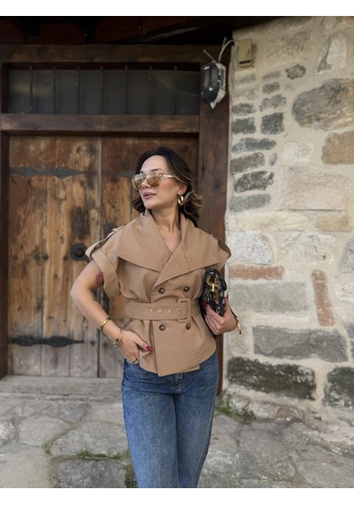 Keymoda Kadın Trenç Yelek Camel