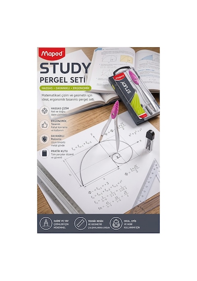 Pembe Metal Pergel 1 Adet Maped 119450 Pergel Seti Teknik Çizim Matematik Geometri Pergel Yedek Uçlu