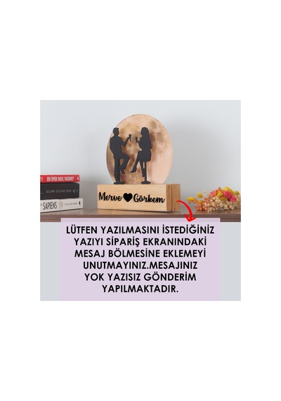 Led Işıklı Pleksi Dolunay Kişiselleştirilebilir Dekoratif Biblo Date Sevgili Anahtar Askılığı Sarı - 737330846